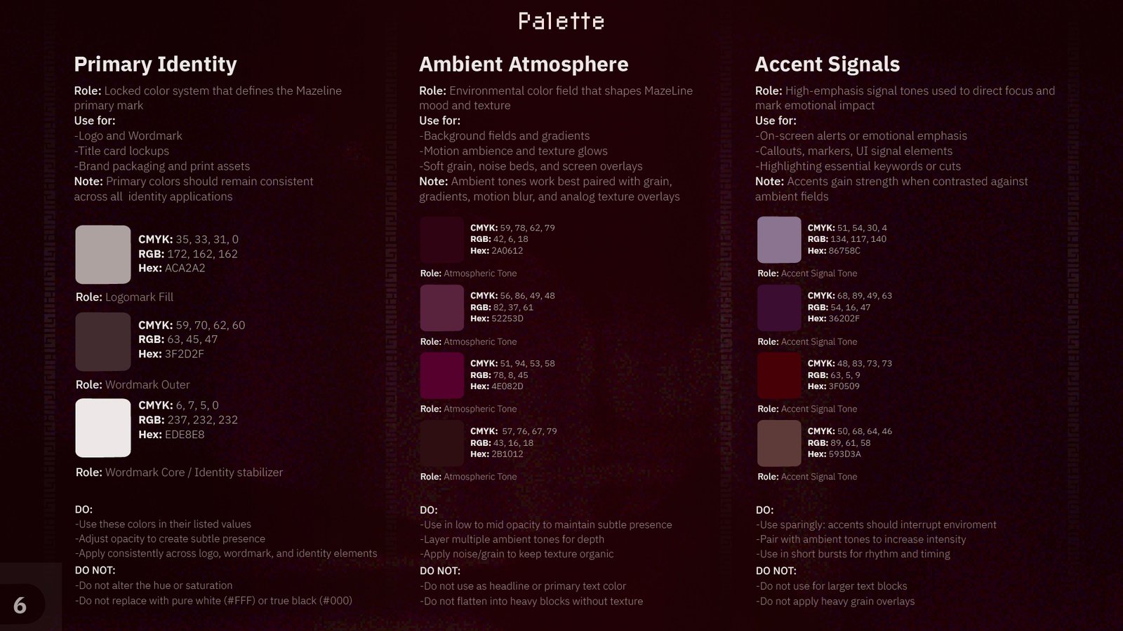 MazeLine palette