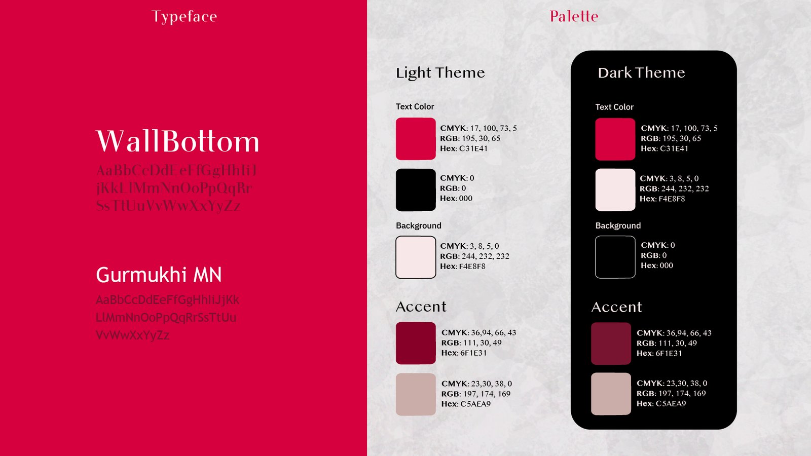 Strayed typography and palette
